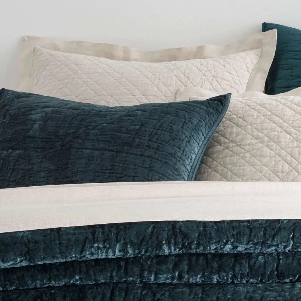Pine Cone Hill Green Matte Velvet Pillow Shams